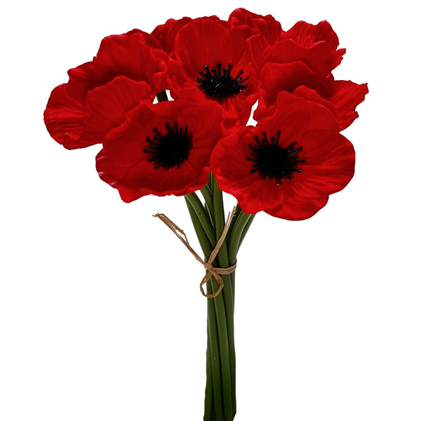 Red poppy bundle 30cm - remembrance day poppies (pack of 6)