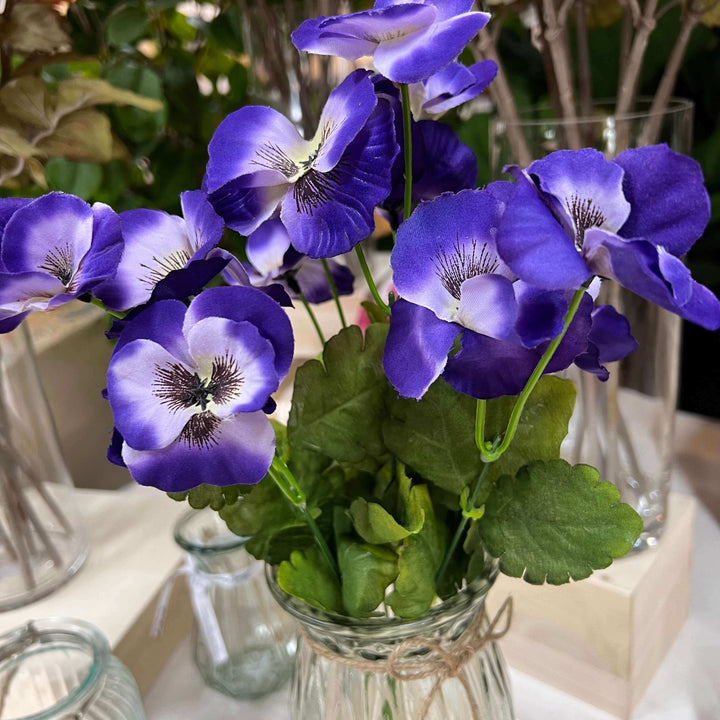 artifical purple pansies