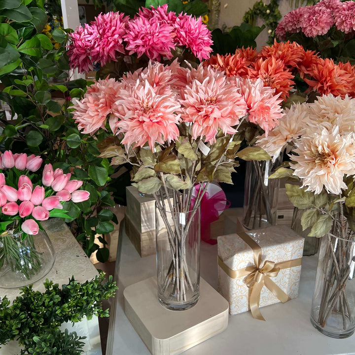 dahlias in a vase