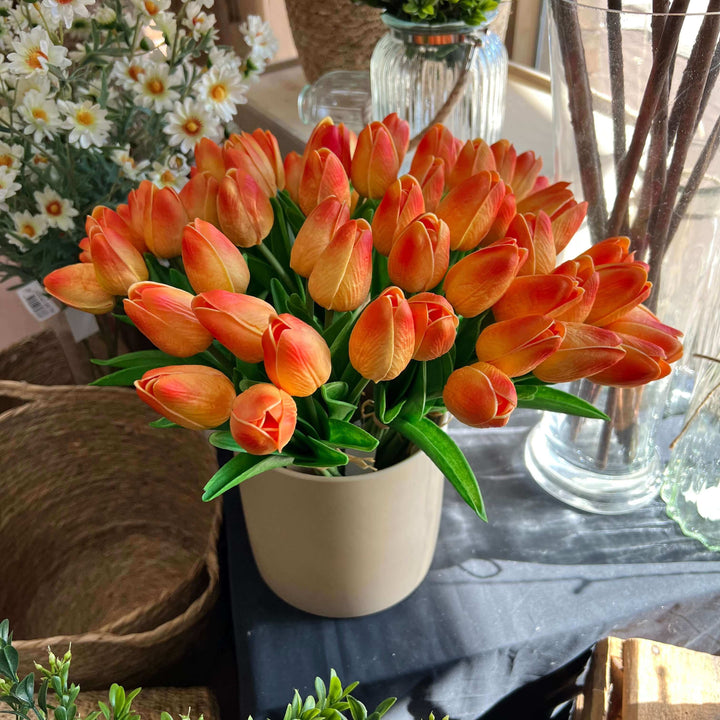 fake orange tulips