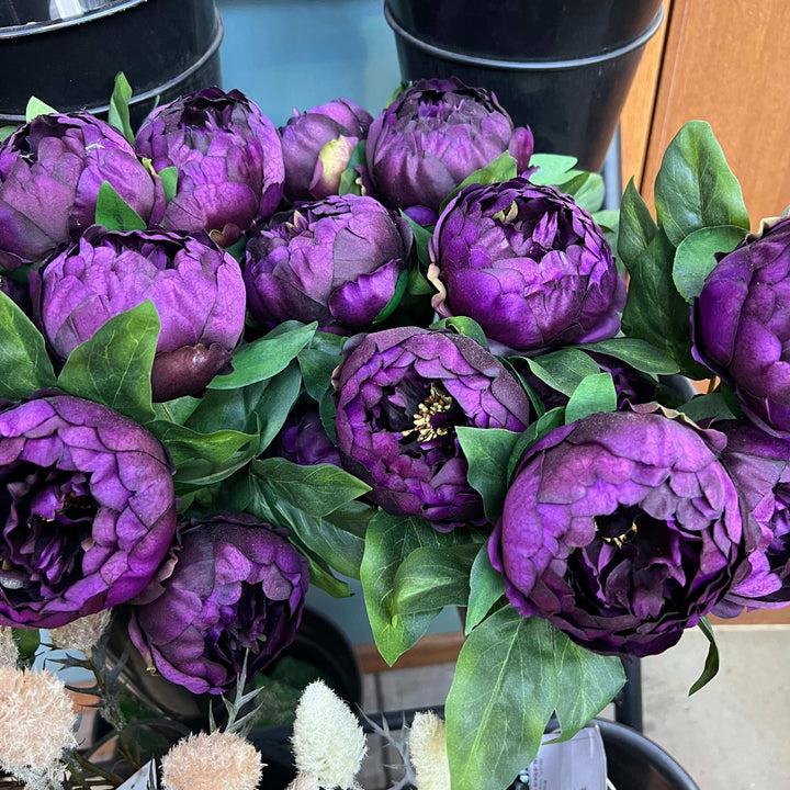 fake purple peony flowers