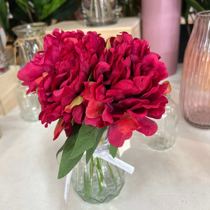 fake red peonies