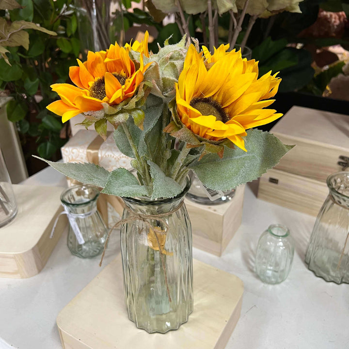 fake sunflowers in vase