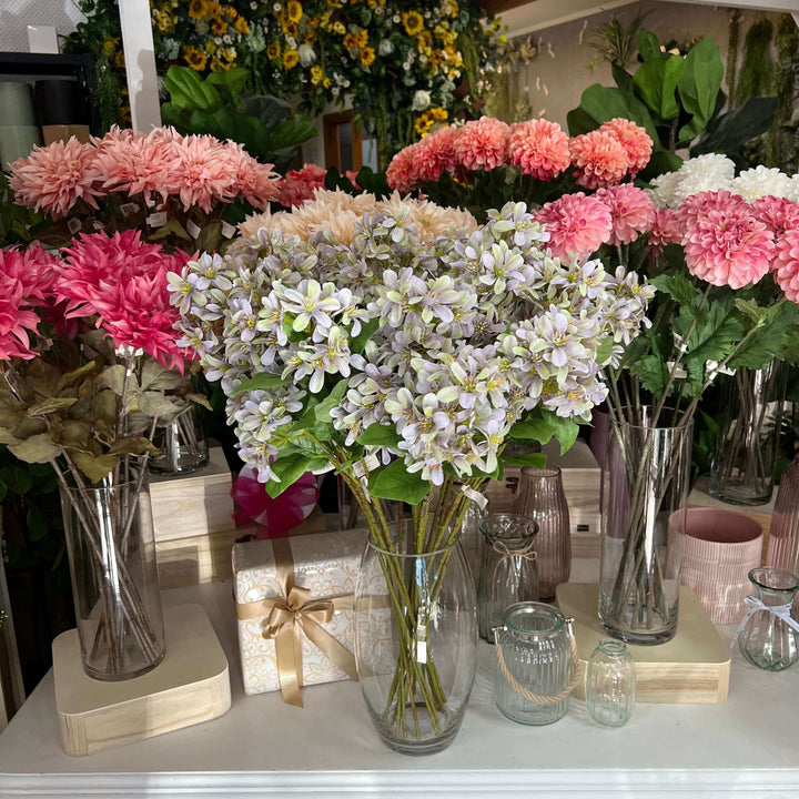 lilac flowers in a glass vase