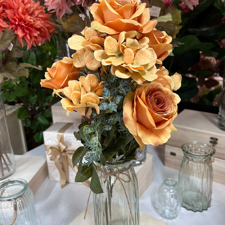 roses and hydrangea flowers